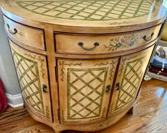 Beautiful Demi-Lune Bar/Foyer Laquered Cabinet with great storage.  