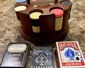 Poker Chips Dispenser and Packs of Cards