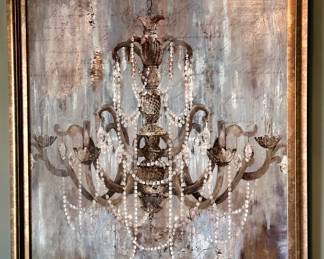 This is a Print of a Chandelier with Unique Look