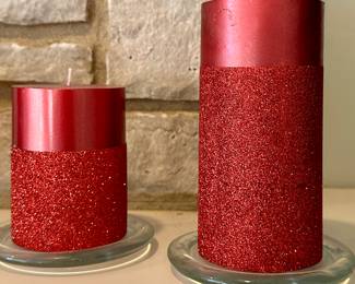 Red Candles and Glass Holders