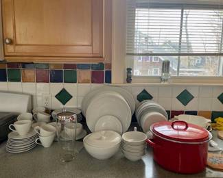 white dishes kitchen