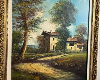 A fine continental landscape on canvas, signed lower right. 
