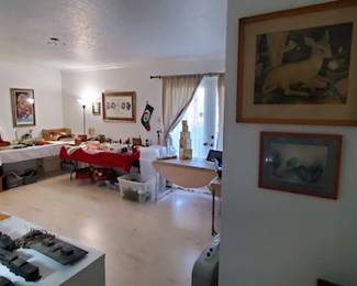 Upstairs we have all musical instruments, trains, and Christmas items.