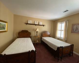 Twin antique beds and other items