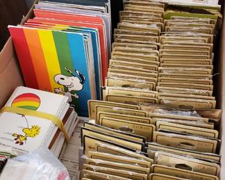 Huge lot of unused and new in package vintage bridge tally cards. Peanuts, The Muppets, and other great vintage graphics
