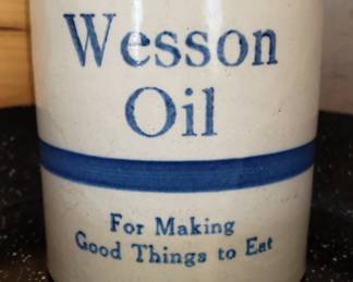 Antique Wesson Oil advertising crock