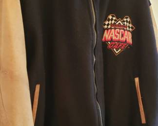 Leather sleeve NASCAR jacket