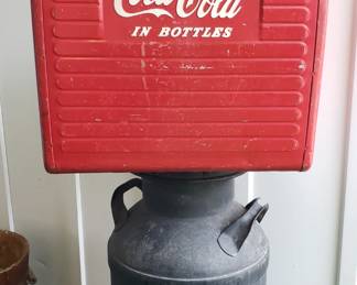 1940s Coca-Cola cooler and vintage milk container