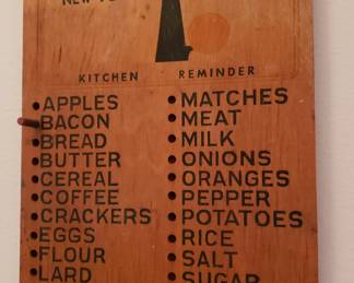 Antique New York World's Fair grocery list kitchen reminder 