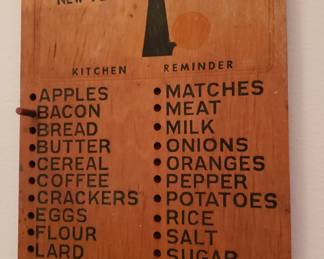 Antique New York World's Fair grocery list kitchen reminder