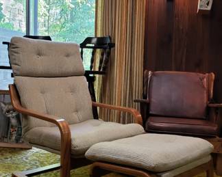 Vintage bentwood lounge chair with ottoman.