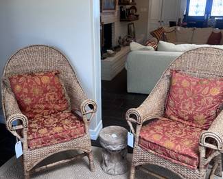 Pair of rattan prisoner chairs