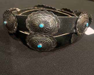 Concho belt with turquoise