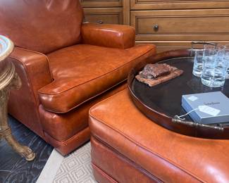 Stunning leather chair and ottoman