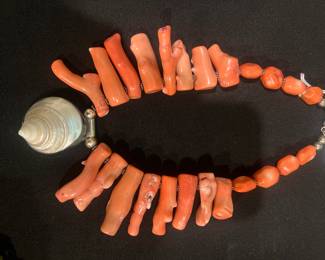 Salmon coral and sterling silver