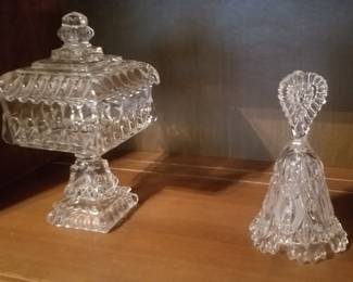 Crystal candy dish and bell