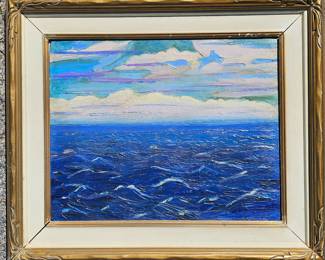 Beautiful old Seascape. Amazing color and texture. Roughly 16" x 20" signed illegible. This is a real gem.