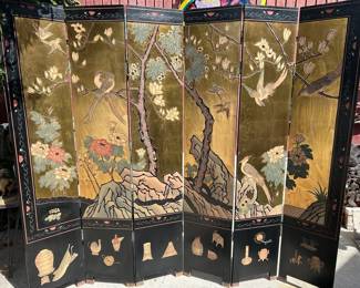 Six panel vintage Chinese screen.