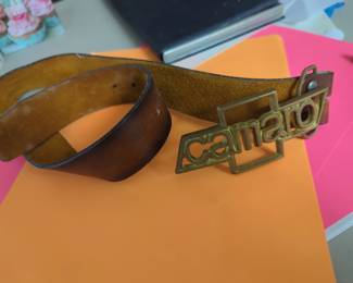 Vintage leather belt marked Camaro