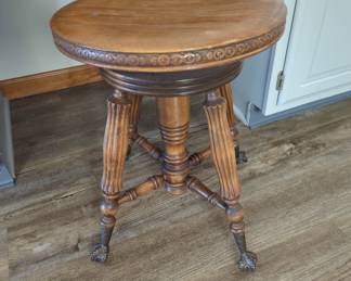 ANTIQUE PIANO STOOL - CLAW AND BALL FEET