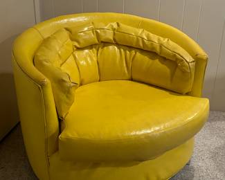 Mid century modern yellow barrel chair 