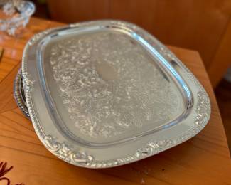 Elegant silver serving tray