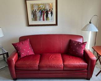 Beautiful red leather couch 