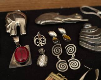 Vintage sterling pendants and earrings