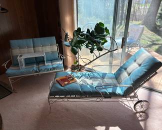 Vintage Mid Century patio Lounge and bench 