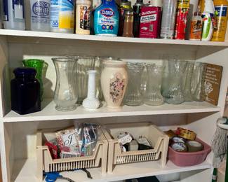 vases, cleaning supplies 