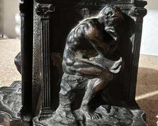 Bronze "Thinker" bookends