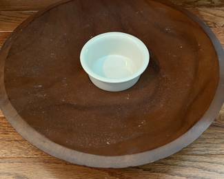 Pottery Barn wood and ceramic chips & salsa platter