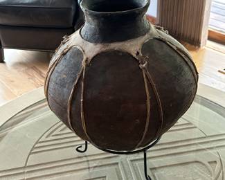 Large Clay Vessel with Sinew Accents 