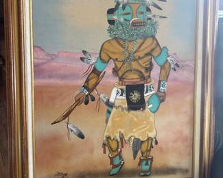 Large Native American Sand Art by Yazzie 