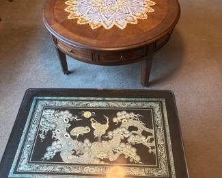 Mother of Pearl inlaid table with folding legs