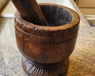 Rustic Wood Mortar and Pestle