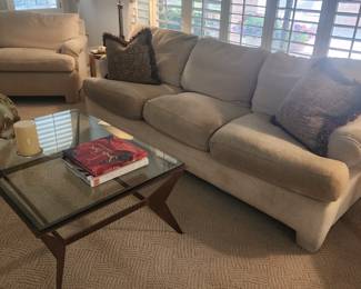 Glass Top Coffee Table with Cut Metal Base