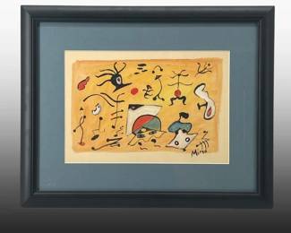An Original Joan Miro Mixed Media Painting
