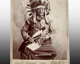 A Signed Chief Rain In The Face Cabinet Photo
