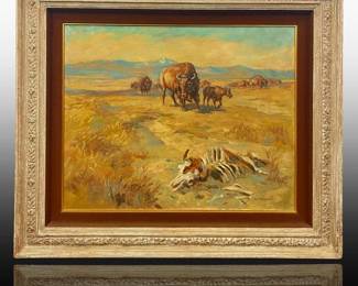 A Ronald Crooks Buffalo Oil On Canvas
