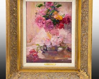 A Stephen Shortridge Floral Oil On Canvas
