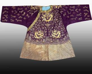 A Chinese Gold Dragon Embroidered Wedding Robe
