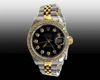 A Platinum/18K Gold/ Diamond Ladies Datejust Rolex Watch
