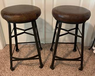 F13 - $175. PAIR of Pottery Barn Stools. Measures 26" tall. 
