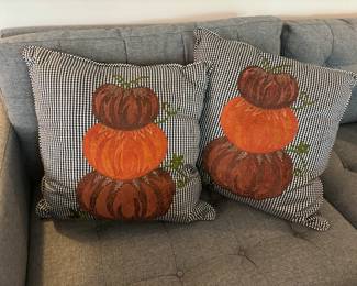 M119 - $150. PAIR of Stacked Pumpkin Pillows. 