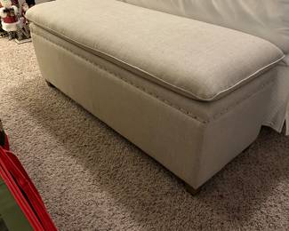 F11 - $650. Restoration Hardware Bench. "Classic Nailhead Upholstered Wide Storage Bench."  Excellent Condition. Measures 18" wide x 54" long. 22" tall. 