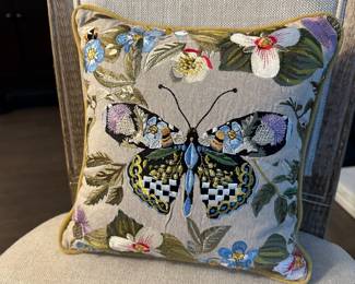 M101 - $125. 12" square. Thistle & Bee Pillow. 