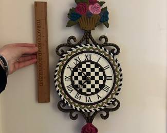 M35 - $175. Mackenzie Childs Flower Basket Wall Clock. 