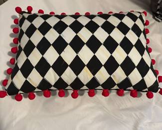 M103 - $85. Courtly Harlequin Pompom Lumbar Pillow. 