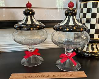 M5 - $100 each. 2 Available. Black Tie Apothecary Jar. 12" tall x 7" wide.